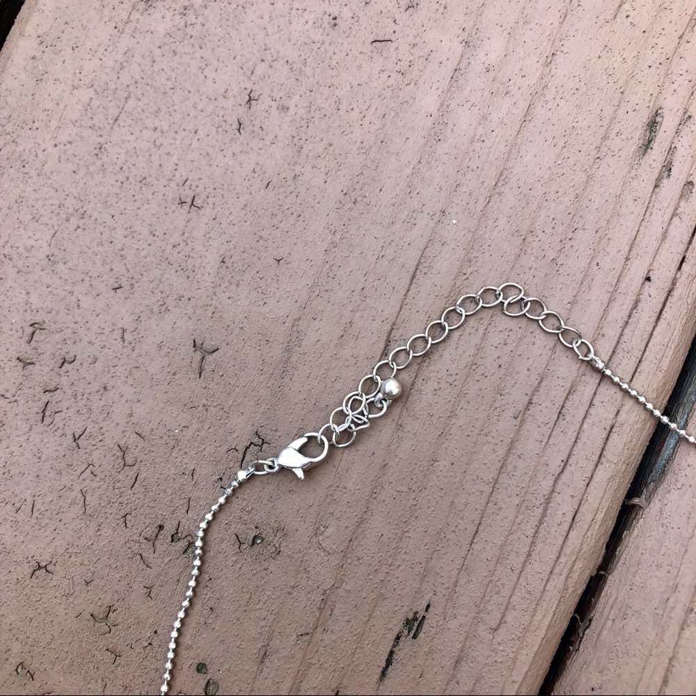 4/$25 - Heart Sparkle Fancy Long Silver Necklace - Picture 3 of 8
